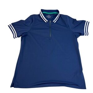 Vineyard Vines Women's Performance Polo‎ Shirt Navy Blue White Trim
